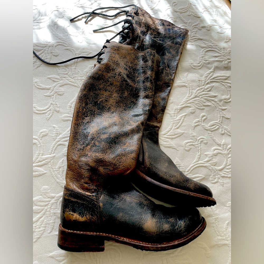Bed Stu Black Distressed lace up Boot sz 7